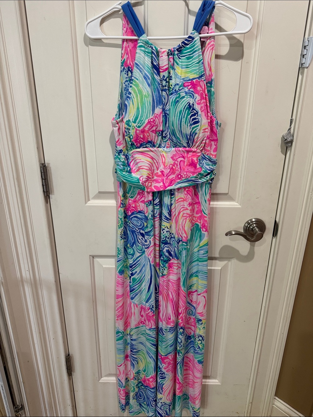 Lilly Pulitzer Pink, Blue & Green Swirl Maxi Jumpsuit